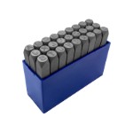 Bogstav prægestempler (A-Z+&) 2 mm i plastetui (Low stress)